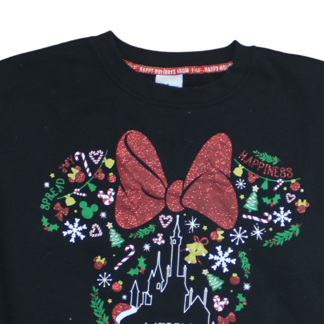 Disney Women’s Black Minnie Mouse Christmas Sweatshirt Size M