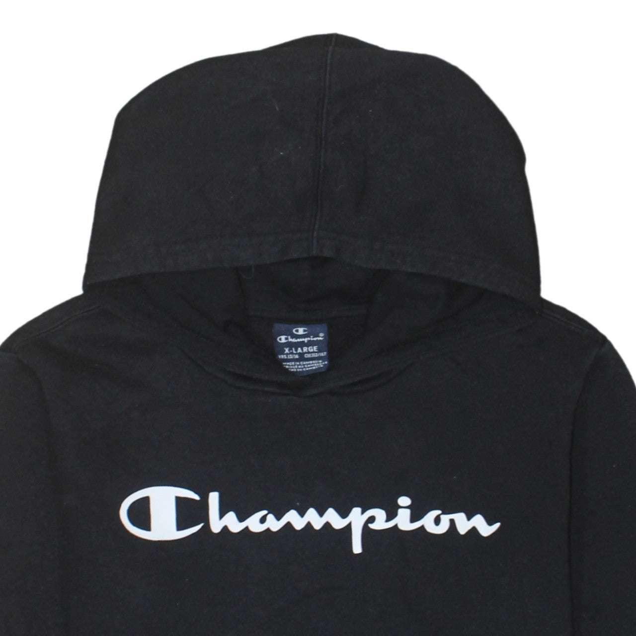 Champion Boys Black Pullover Hoodie 13-14 Years Logo Fleece Sweatshirt