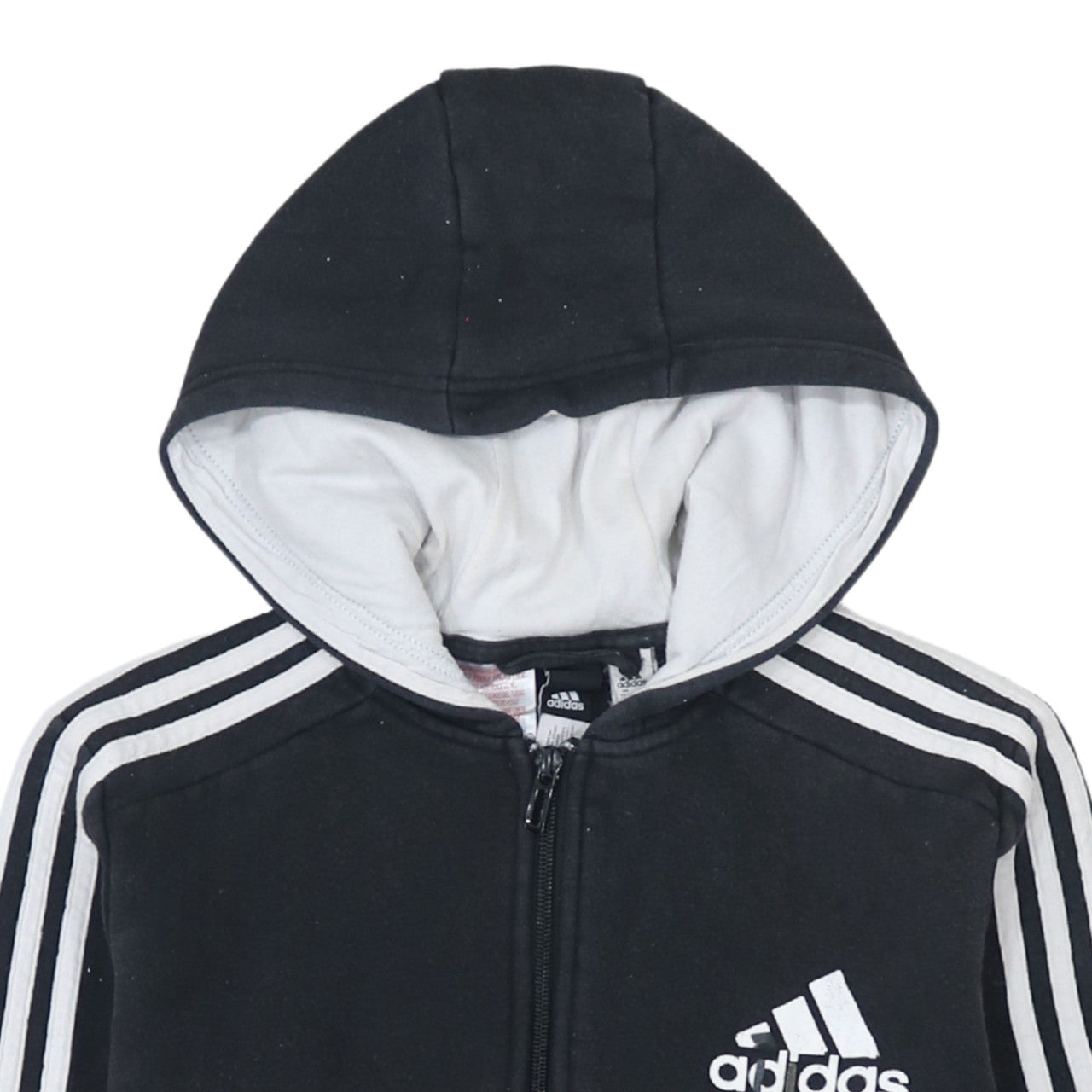 Adidas Boys Black Full Zip Hoodie 10-11 Years Hooded Sweatshirt