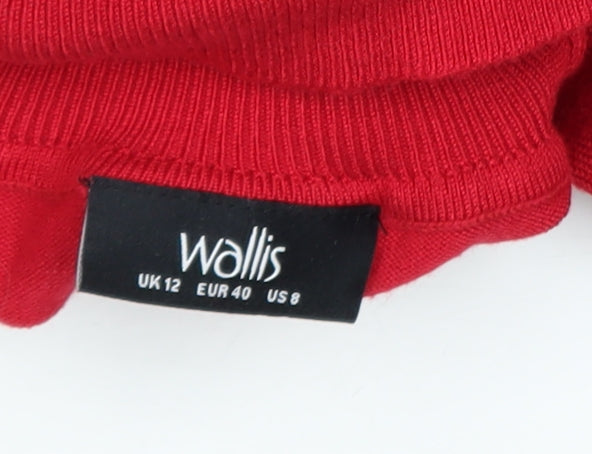 Wallis Women’s Red Roll Neck Button Detail Jumper UK 12