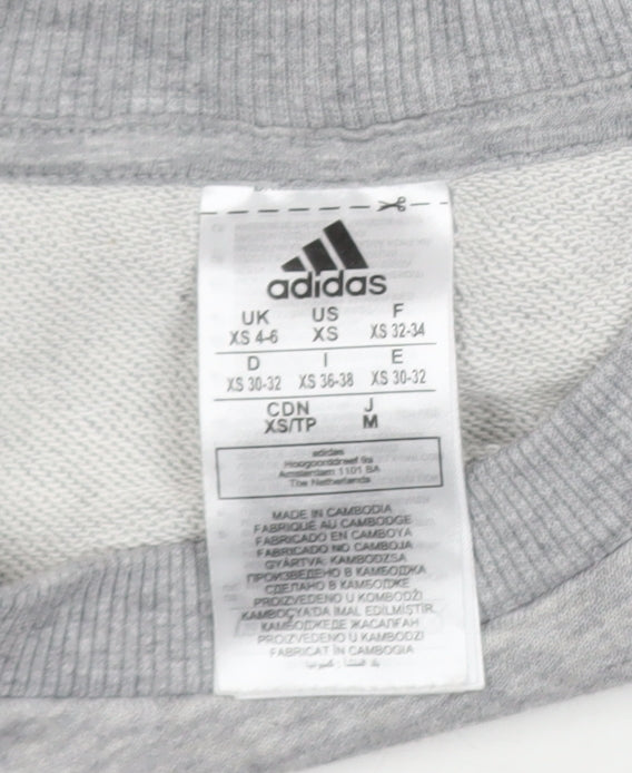 Adidas Womens Grey XS Pullover Sweatshirt Crew Neck Long Sleeve
