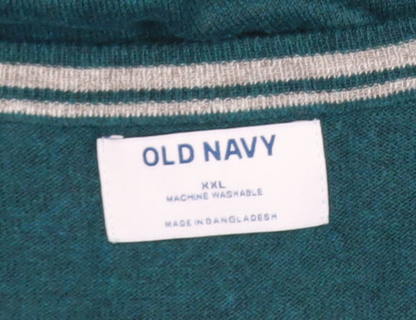 Old Navy Men’s Green V-Neck Jumper 2XL Cotton Blend Pullover