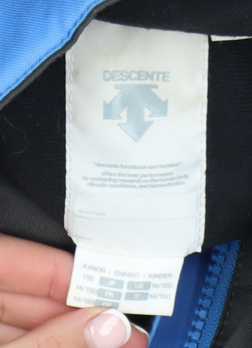 Descente Boys Blue Waterproof Hooded Ski Jacket 14-15 Years Polyester