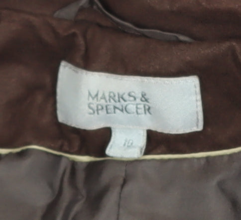 Marks and Spencer Women Brown Embroidered Blazer Jacket Size 10
