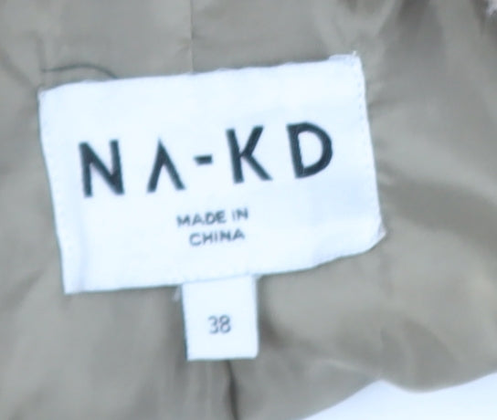 NA-KD Women Beige Check Wool Blend Long Overcoat Size 10