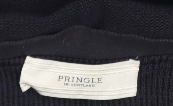 Pringle of Scotland Men’s Black Cotton Silk Cardigan S Slim Fit