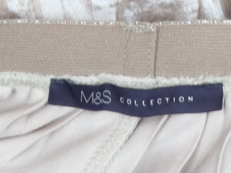 Marks & Spencer Women Beige Pleated Velvet Midi Skirt Size 12