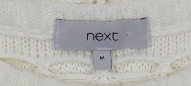 Next Women Ivory Open Knit 3/4 Sleeve Pullover Jumper M