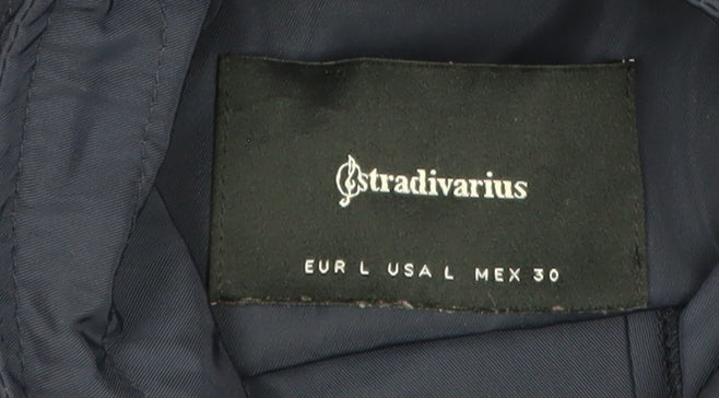 Stradivarius Women Blue Windbreaker Jacket Size 12 Lightweight Zip