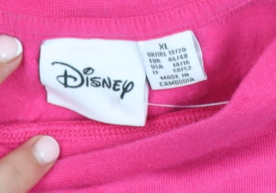Disney Women Pink Marie Sweatshirt XL Cotton Long Sleeve Casual