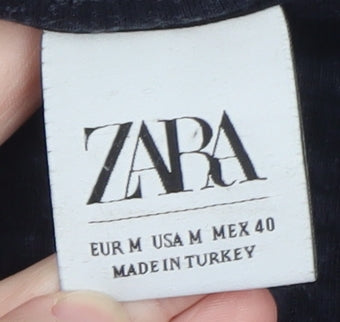 Zara Men's Blue Textured Knit Crew Neck Sweatshirt Size M
