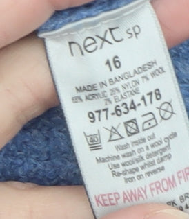 Next Women Blue Crew Neck Cable-Knit Jumper Size 16