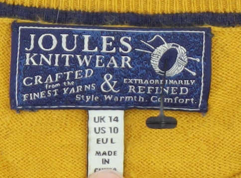 Joules Mens Yellow Cotton Crew Neck Jumper L Knit Pullover