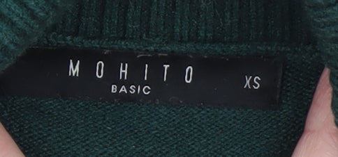 Mohito Women Green XS Bodycon Knit Roll Neck Dress