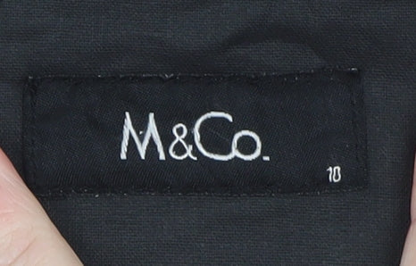 M&Co Women Black Size 10 Waxed Lightweight Utility Jacket