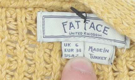 FatFace Women Yellow Cotton Knit Long Cardigan Size 6