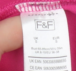 F&F Womens Pink Pullover Sweatshirt High Neck Size S Polyester Blend
