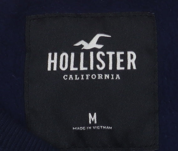 Hollister Men's Blue Logo Crew Neck Fleece Sweatshirt Medium