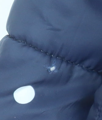 Joules Womens Blue Polka Dot Mid-Length Puffer Coat Size 10