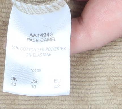 Cotton Traders Women Beige Pullover Hoodie Size 14 Corded Soft Warm Top