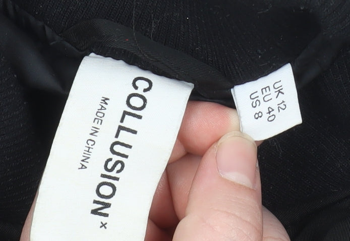 Collusion Women's Black Size 12 Puffer Bomber Jacket