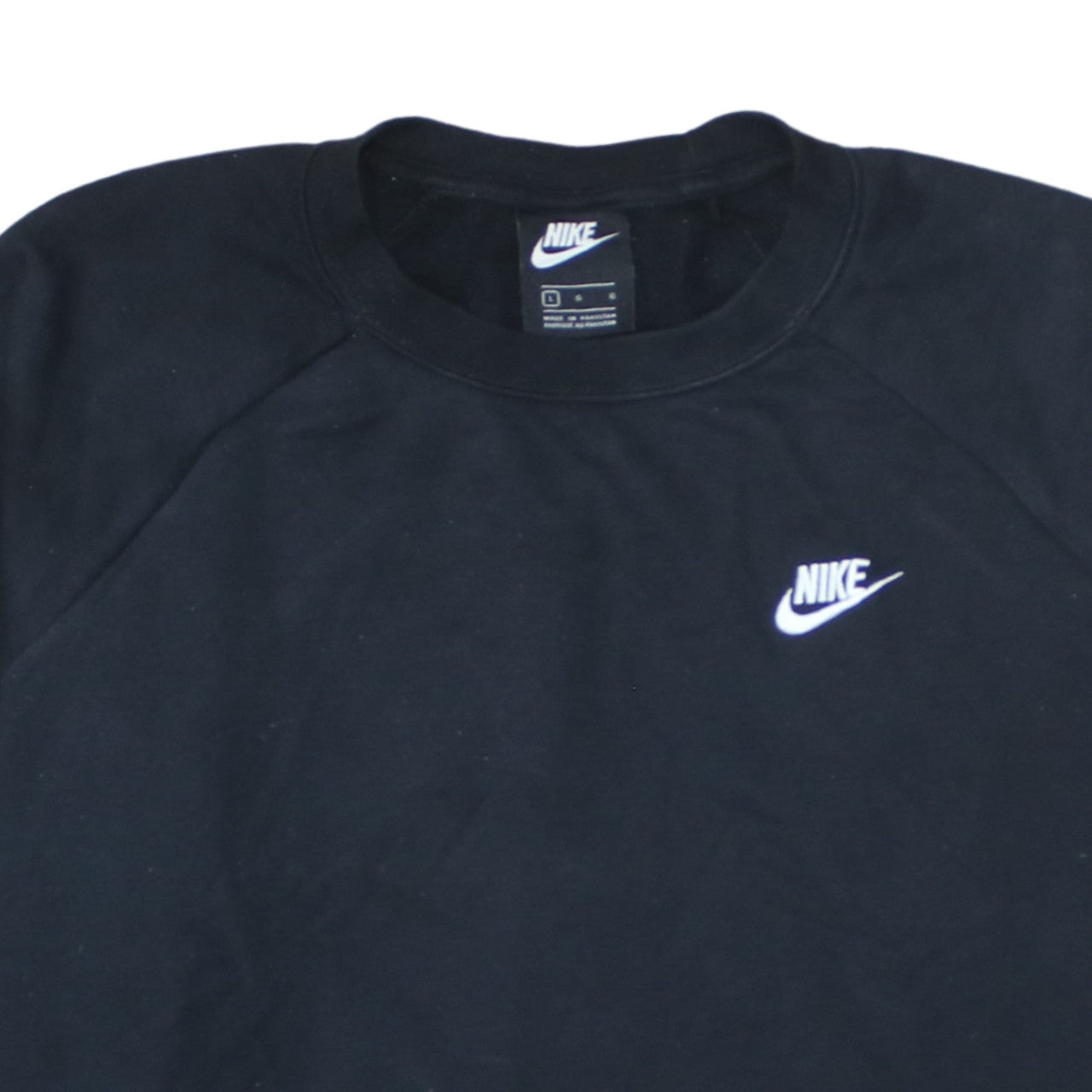Nike Women Black L Pullover Crew Neck Sweatshirt Cotton Blend