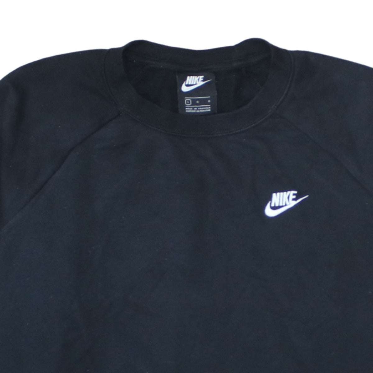 Nike Women Black L Pullover Crew Neck Sweatshirt Cotton Blend