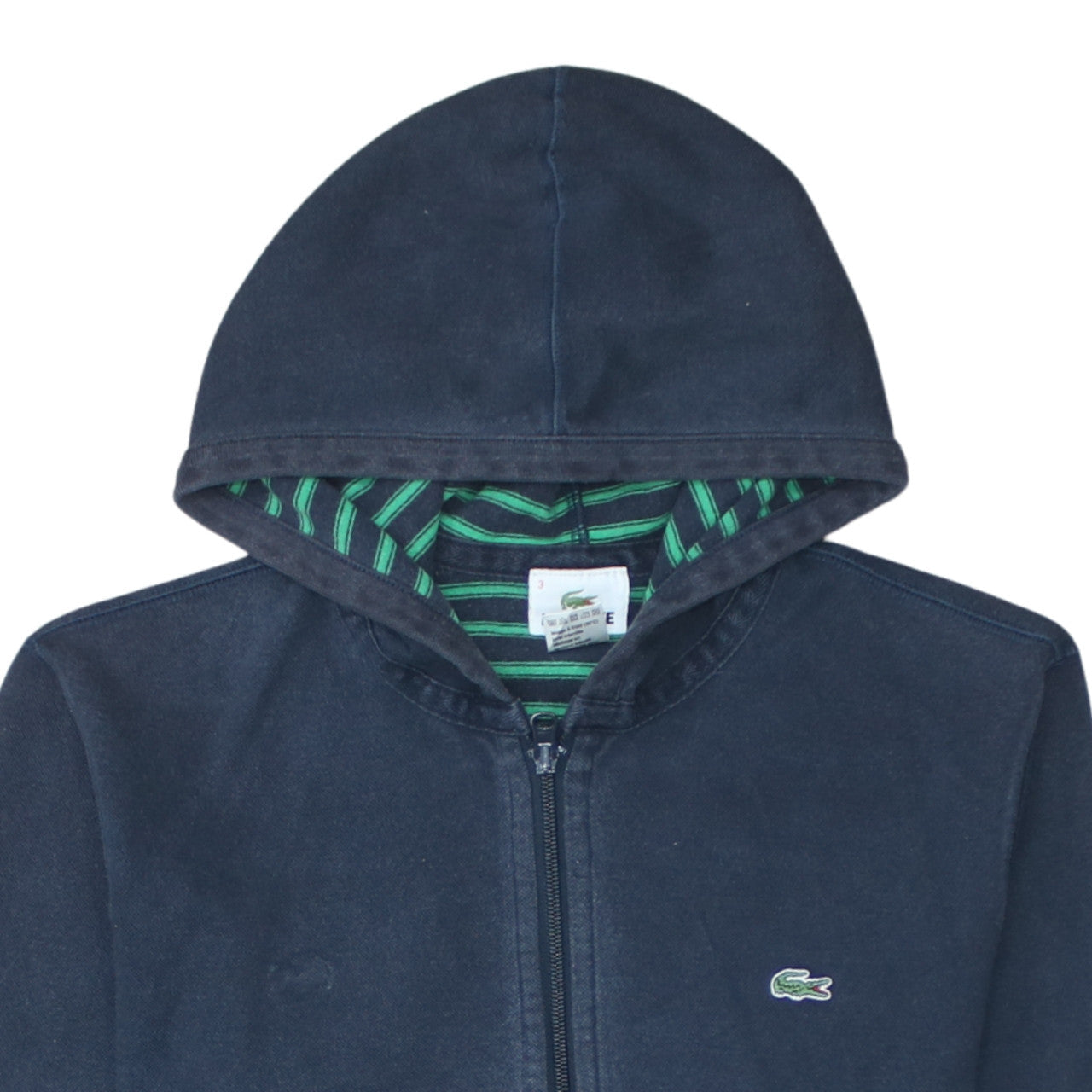 Lacoste Men’s Blue Full Zip Hoodie Size S Logo Embroidered Cotton