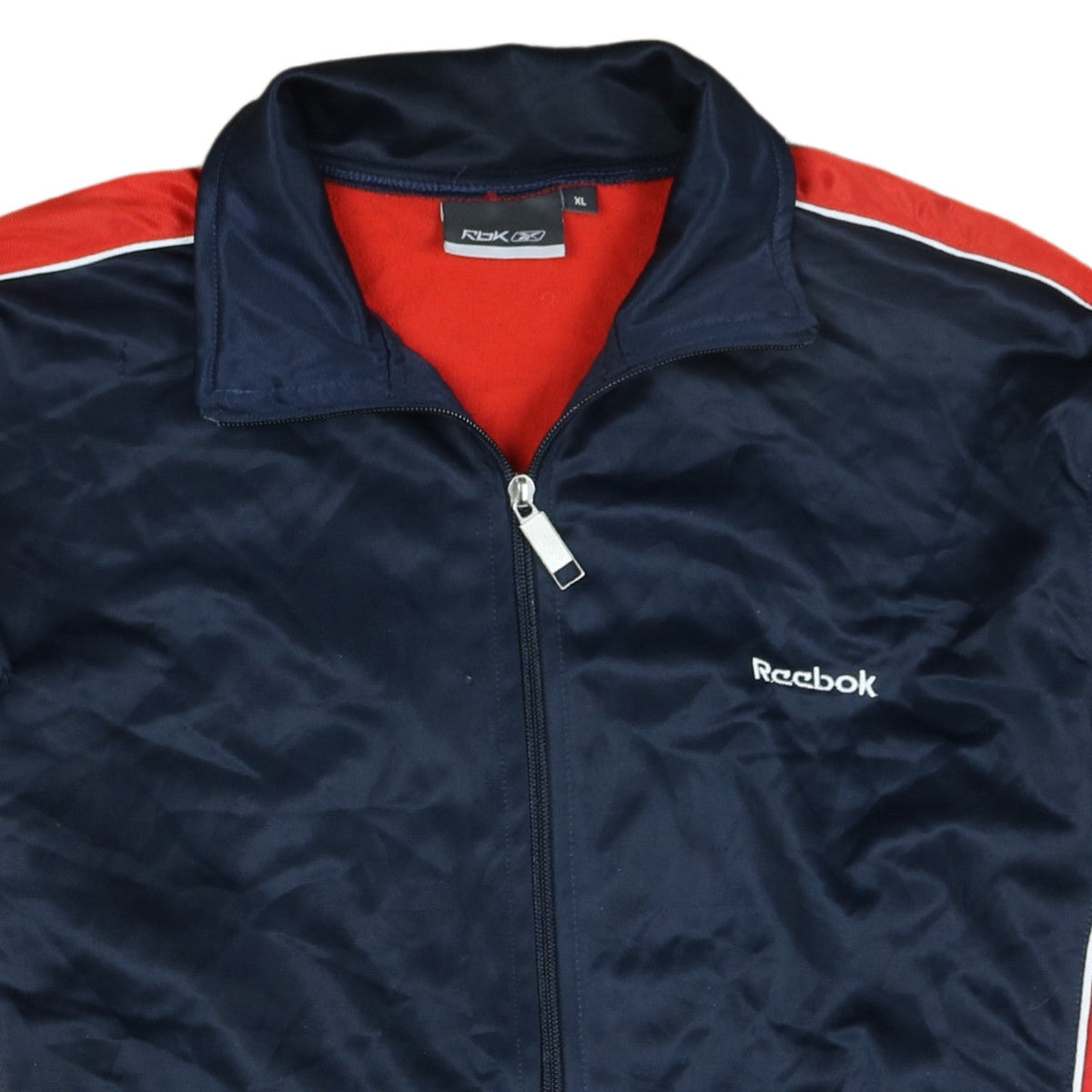 Reebok Mens Navy Red Track Jacket XL Full Zip Windbreaker