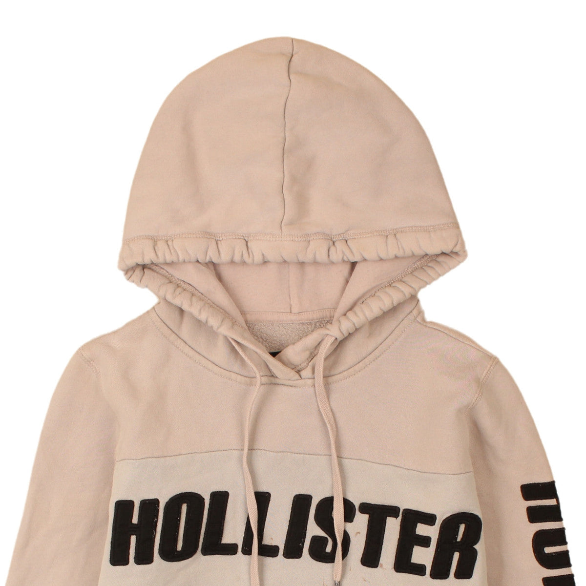 Hollister Men's Beige Pullover Hoodie M Fleece Graphic Logo Sweatshirt