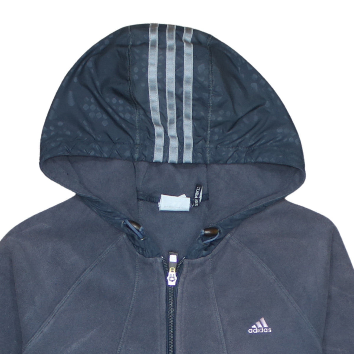 Adidas Women Navy Blue Full Zip Hooded Fleece Jacket Size 12