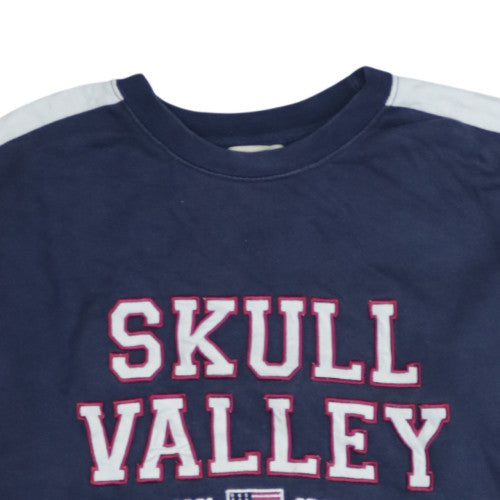 Pull&Bear Women's Navy Skull Valley Crew Neck Sweatshirt Size S