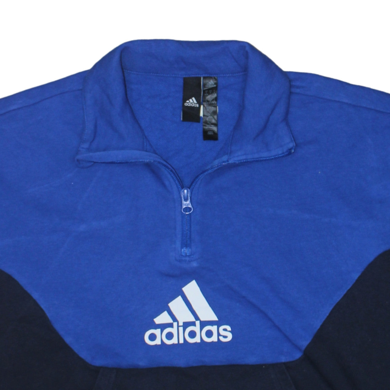 Adidas Womens Blue Colourblock 1/4 Zip Pullover Sweatshirt Size 8