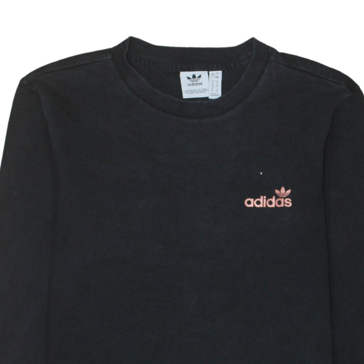 Adidas Women Black Long Sleeve Crew Neck Pullover Sweatshirt UK 8
