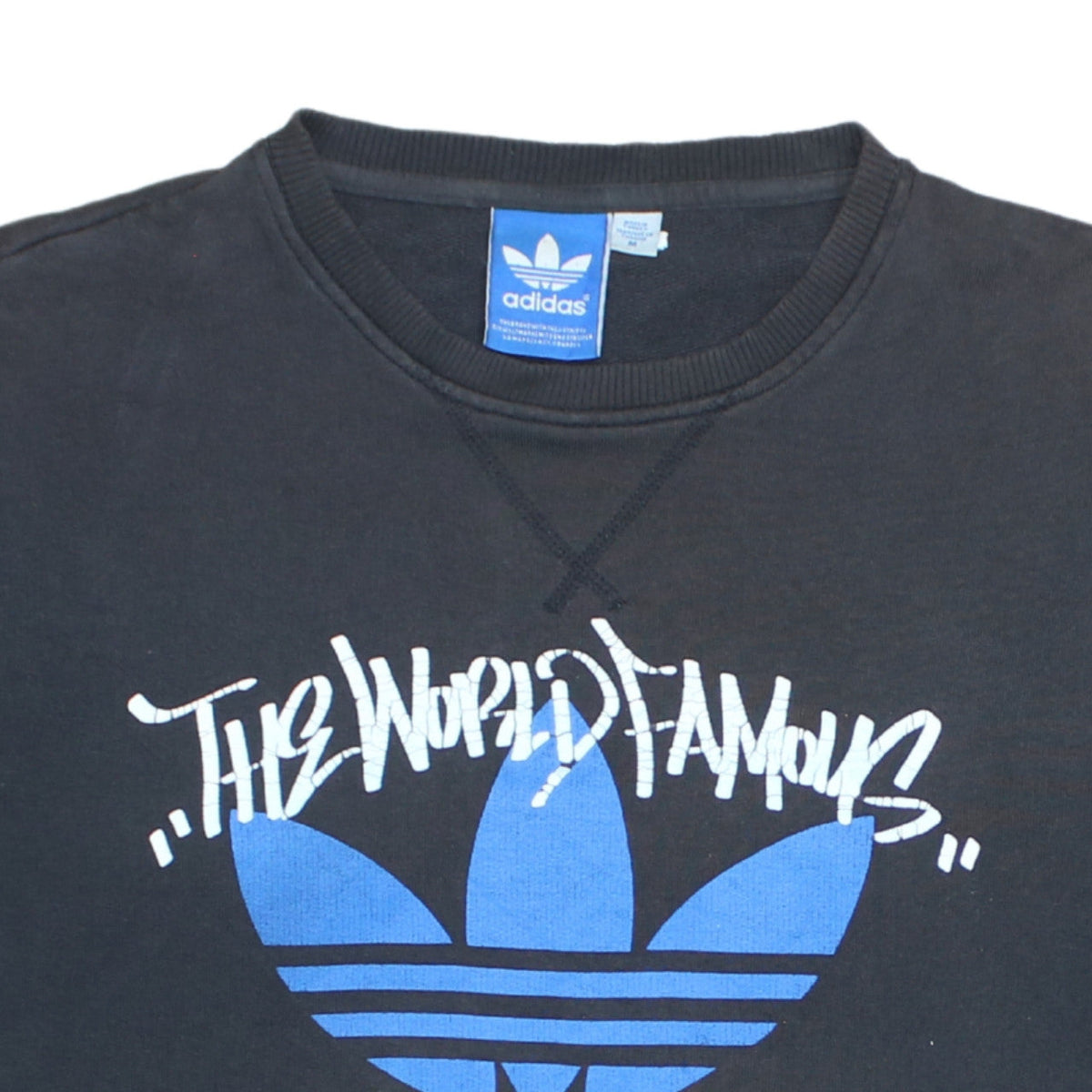 Adidas Mens Black Medium Pullover Sweatshirt with Logo Print