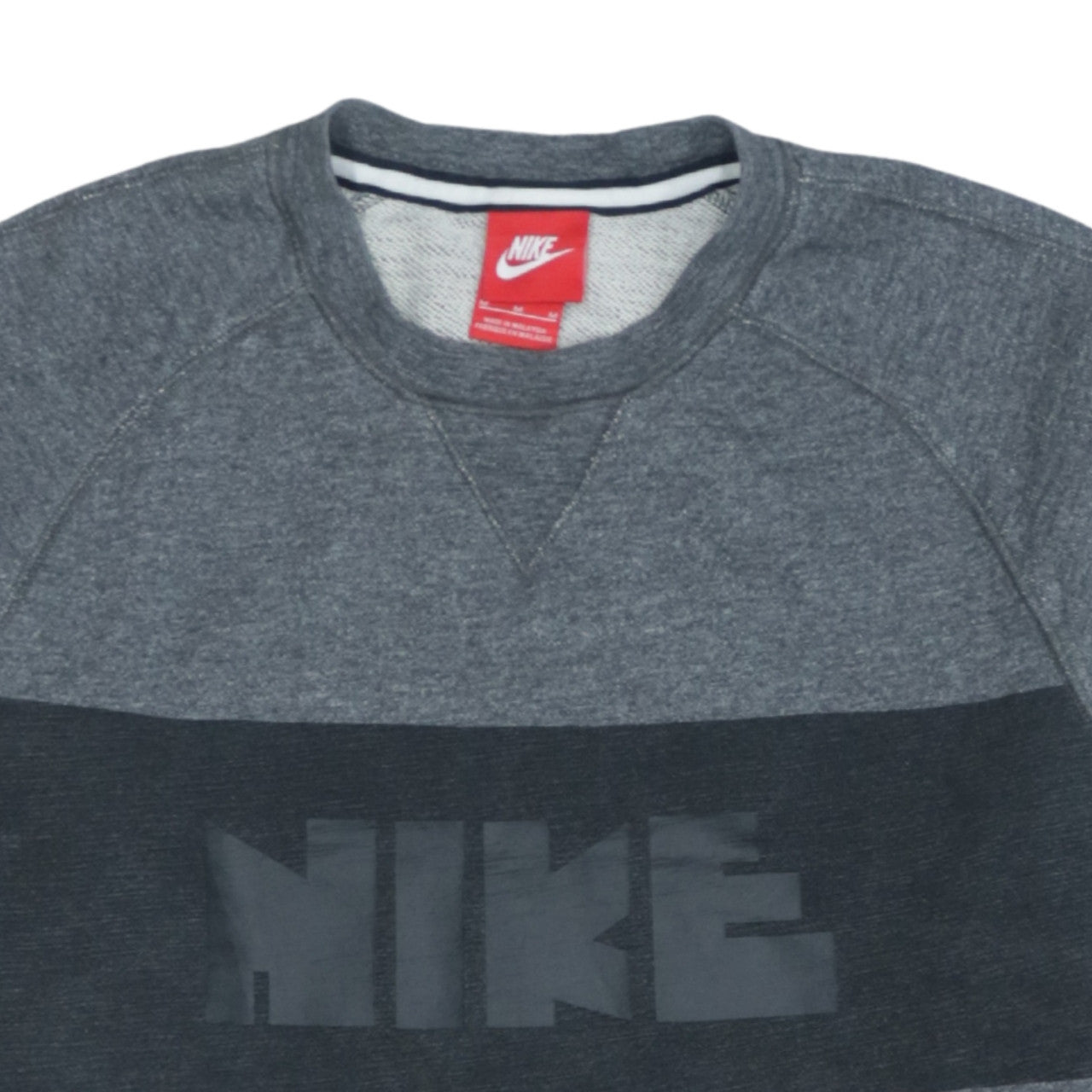 Nike Men's Grey Crew Neck Pullover Sweatshirt M Sports Logo Zip