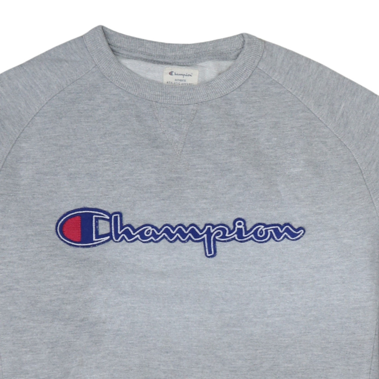 Champion Men's Grey Embroidered Logo Pullover Sweatshirt Medium
