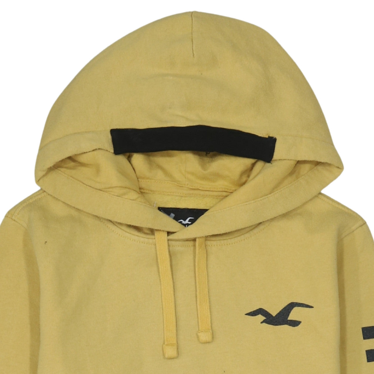Hollister Mens Yellow Pullover Hoodie XS Logo Fleece Hooded Sweatshirt