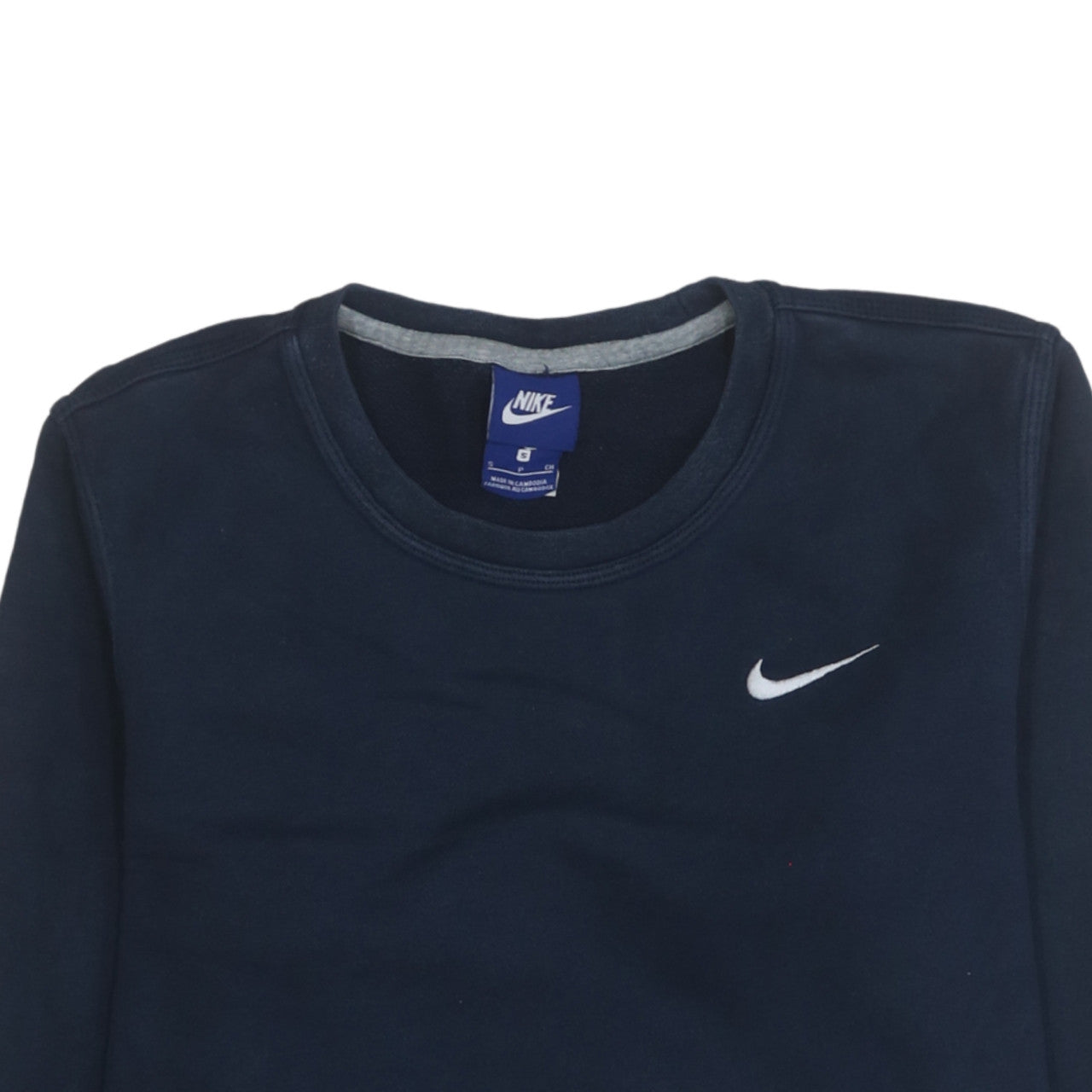 Nike Men's Navy Blue Small Crew Neck Cotton Sweatshirt