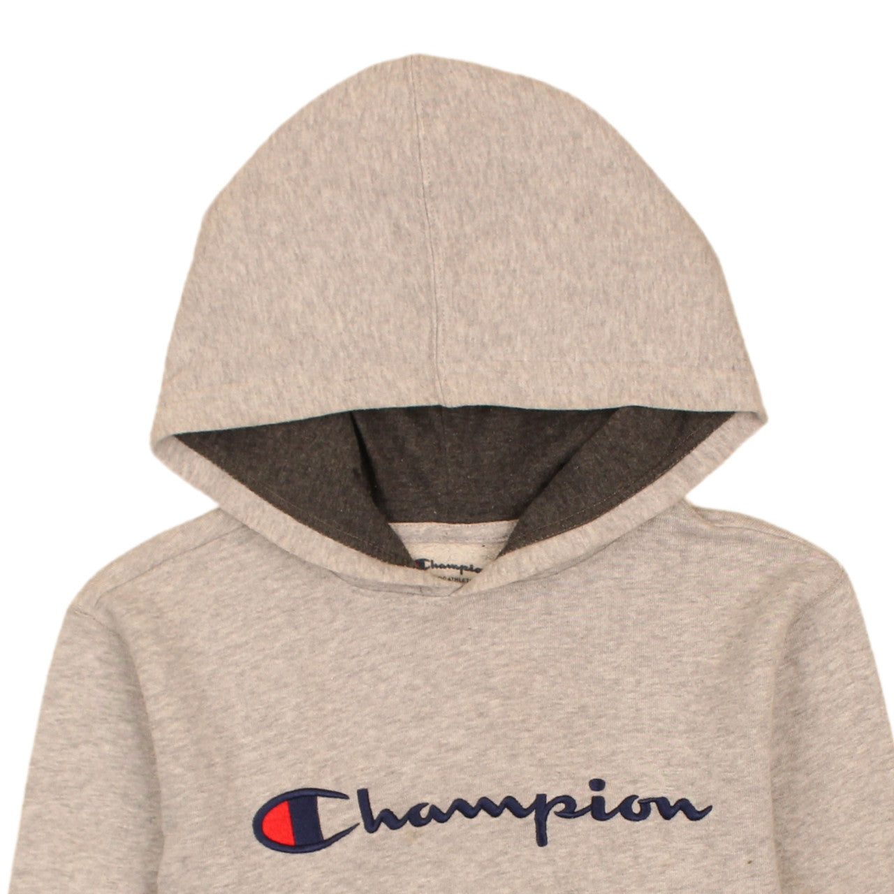 Champion Women’s Grey Pullover Hoodie L Logo Embroidered Cotton Blend
