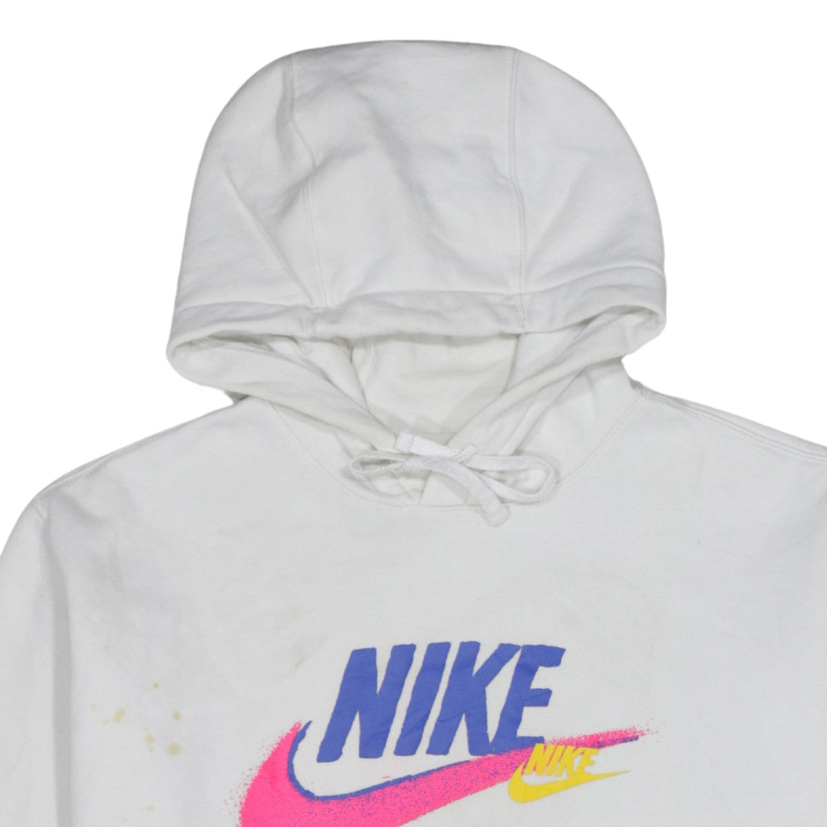 Nike Men's White Pullover Hoodie L Sports Logo Fleece Sweatshirt