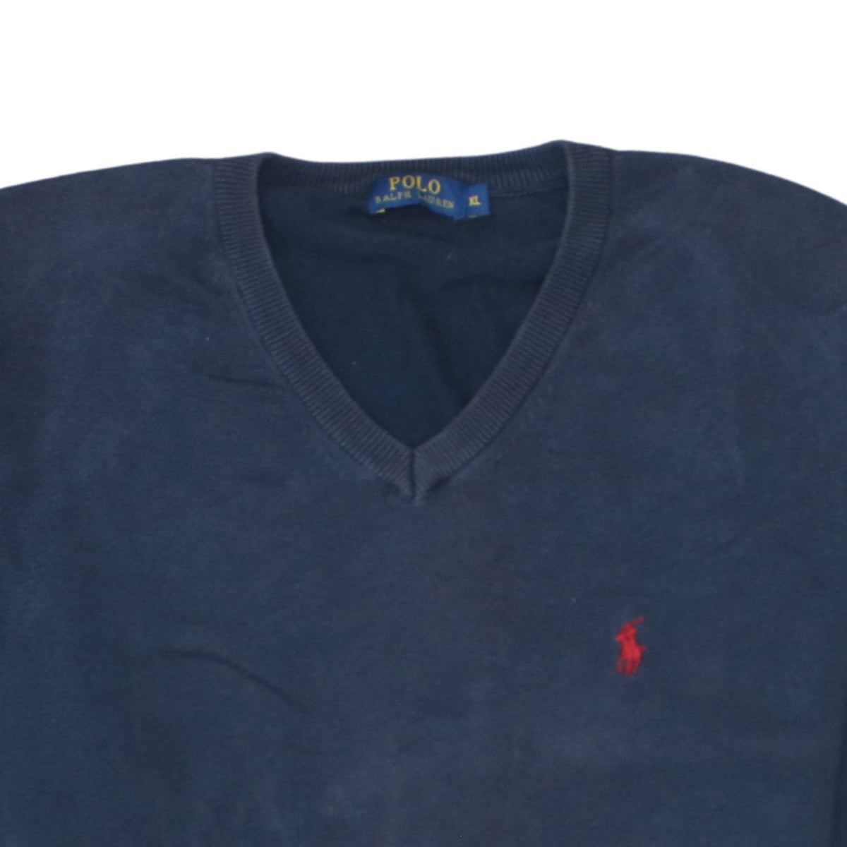 Ralph Lauren Men's Blue XL V-Neck Cotton Pullover Jumper