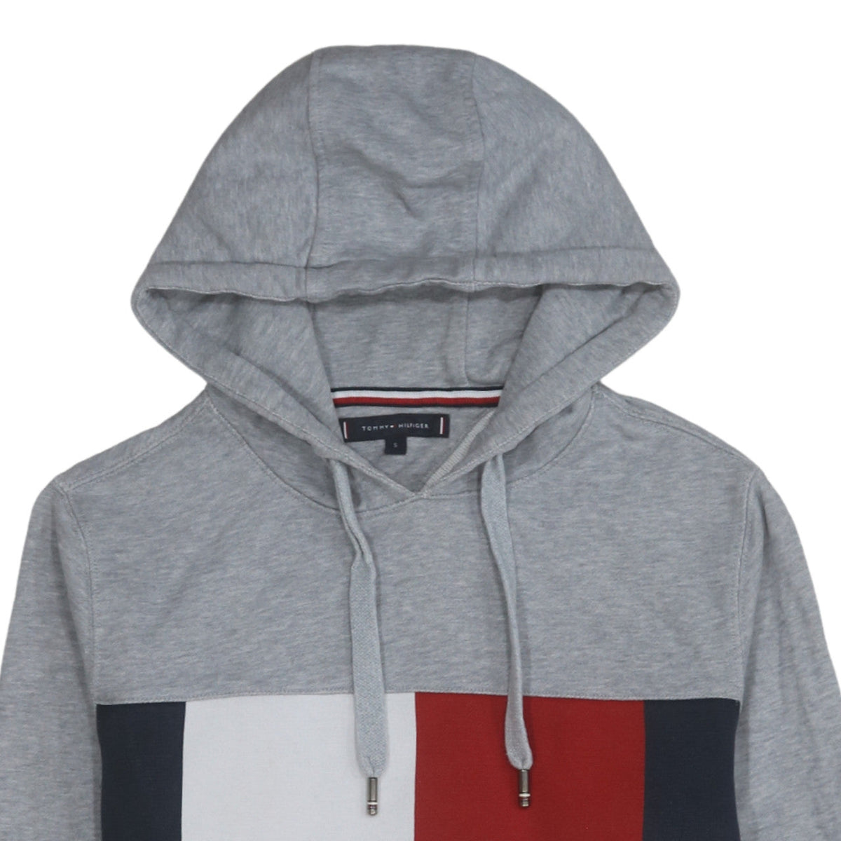 Tommy Hilfiger Men's Grey Pullover Hoodie S Logo Graphic Cotton