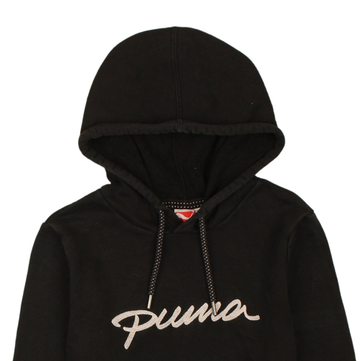 Puma Women's Black Hooded Pullover Hoodie UK 10 with Logo Detail