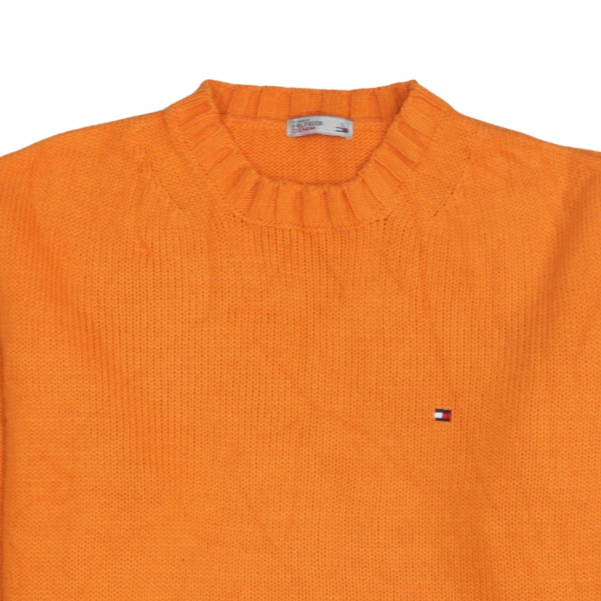 Tommy Hilfiger Denim Men's Orange Cotton Acrylic Crew Neck Jumper Size S