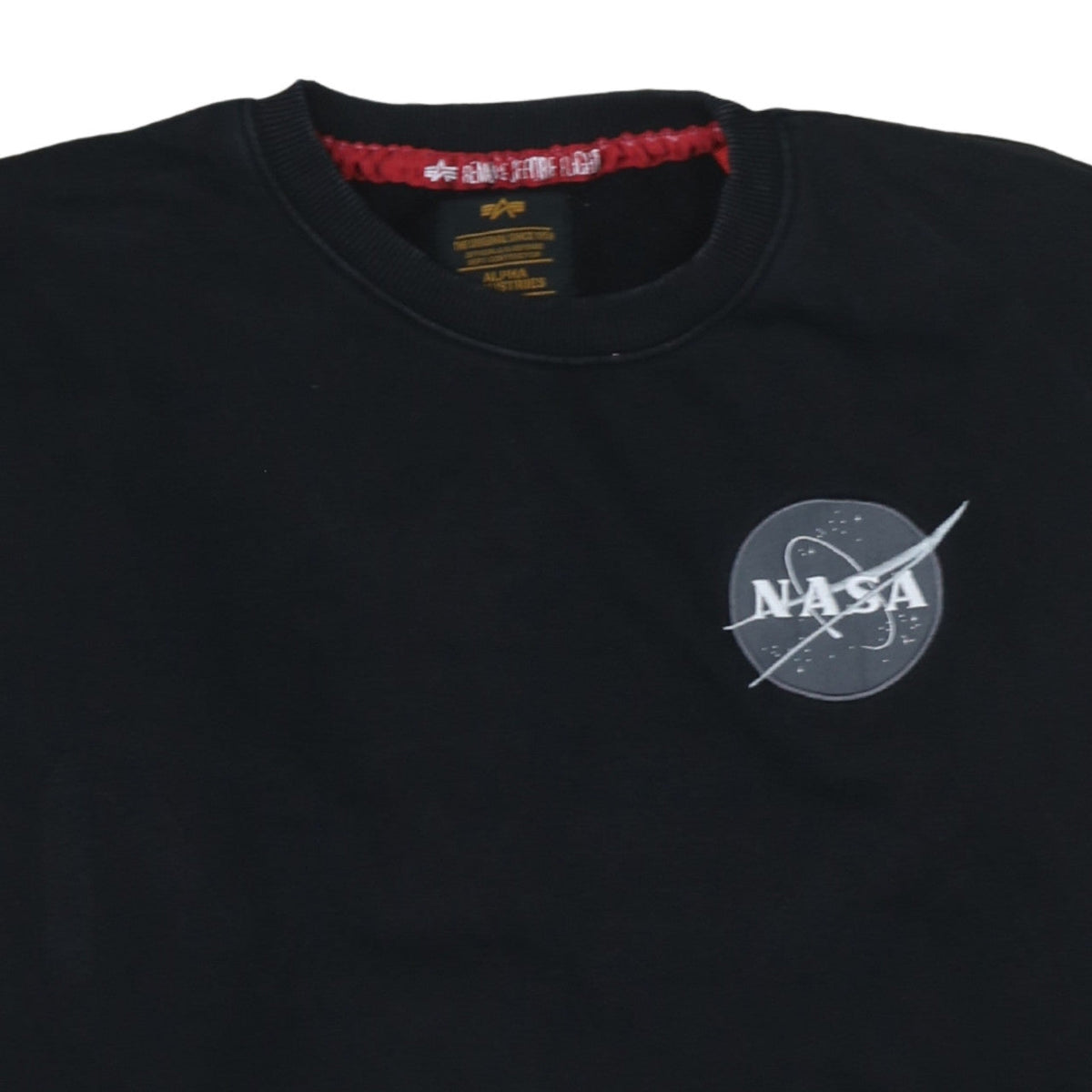 Alpha Industries Men's Black NASA Logo Sweatshirt M Regular Fit