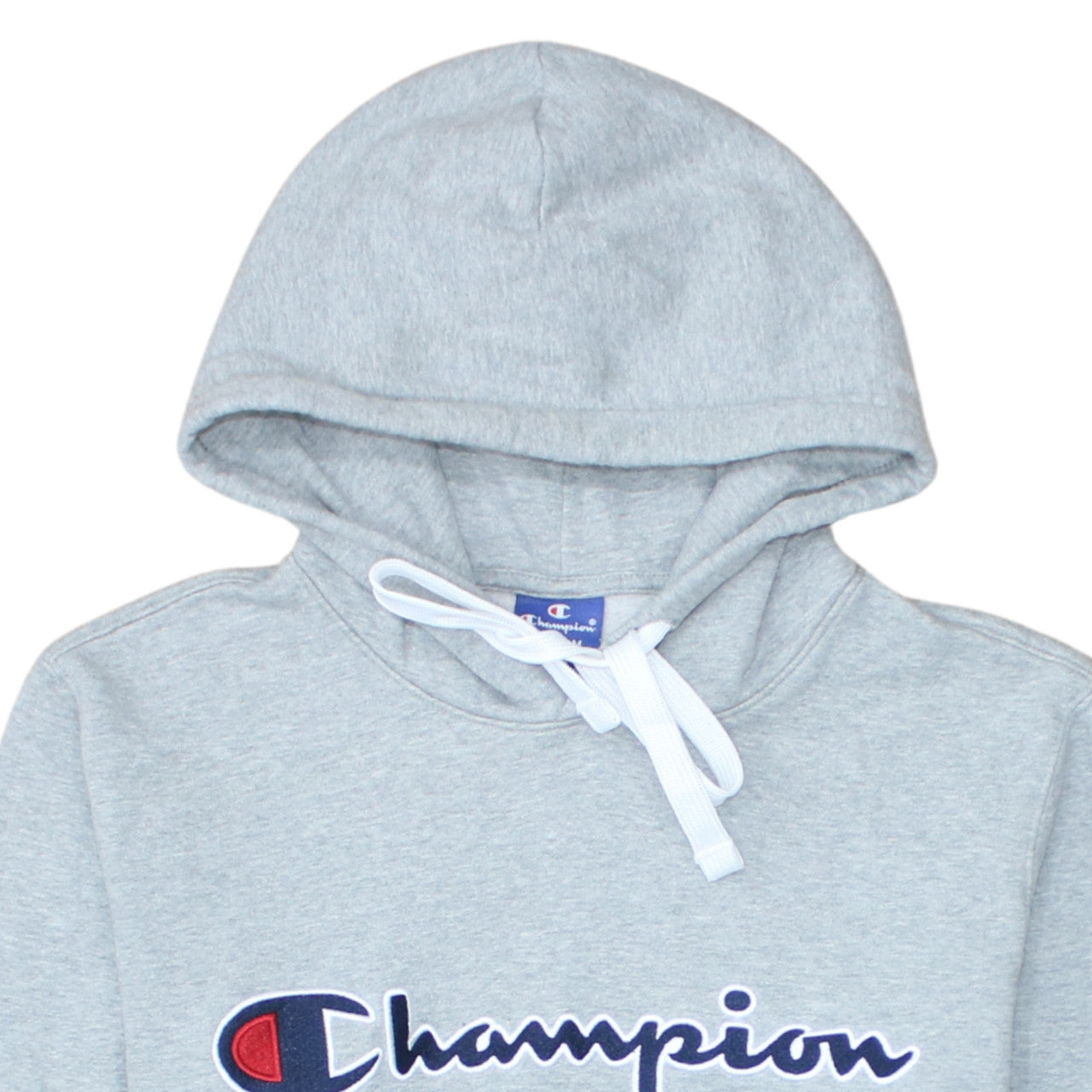 Champion Mens Grey Pullover Hoodie Medium Embroidered Logo