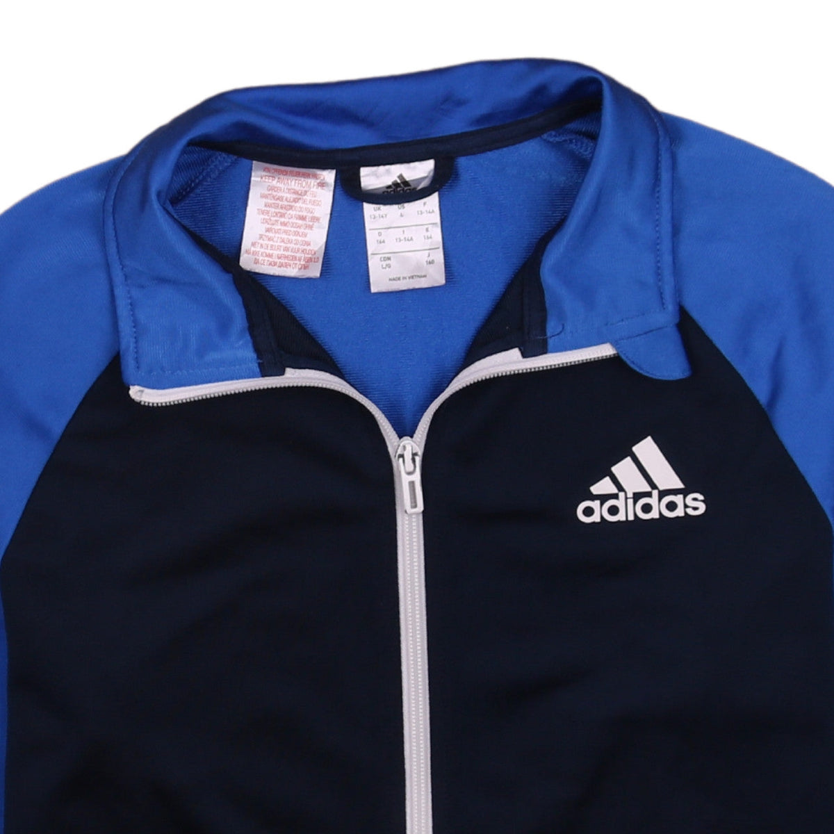 Adidas Boys Blue Full Zip Sweatshirt Size 13-14 Years Classic Fit