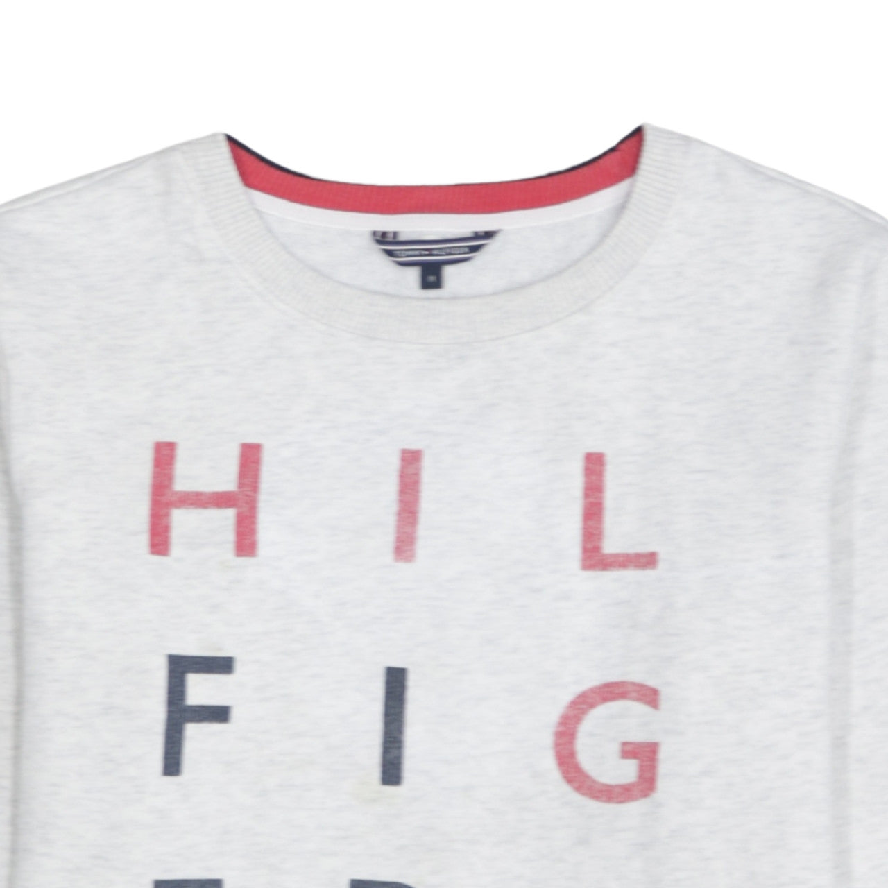 Tommy Hilfiger Womens Grey Logo Sweatshirt M Crew Neck Cotton Blend