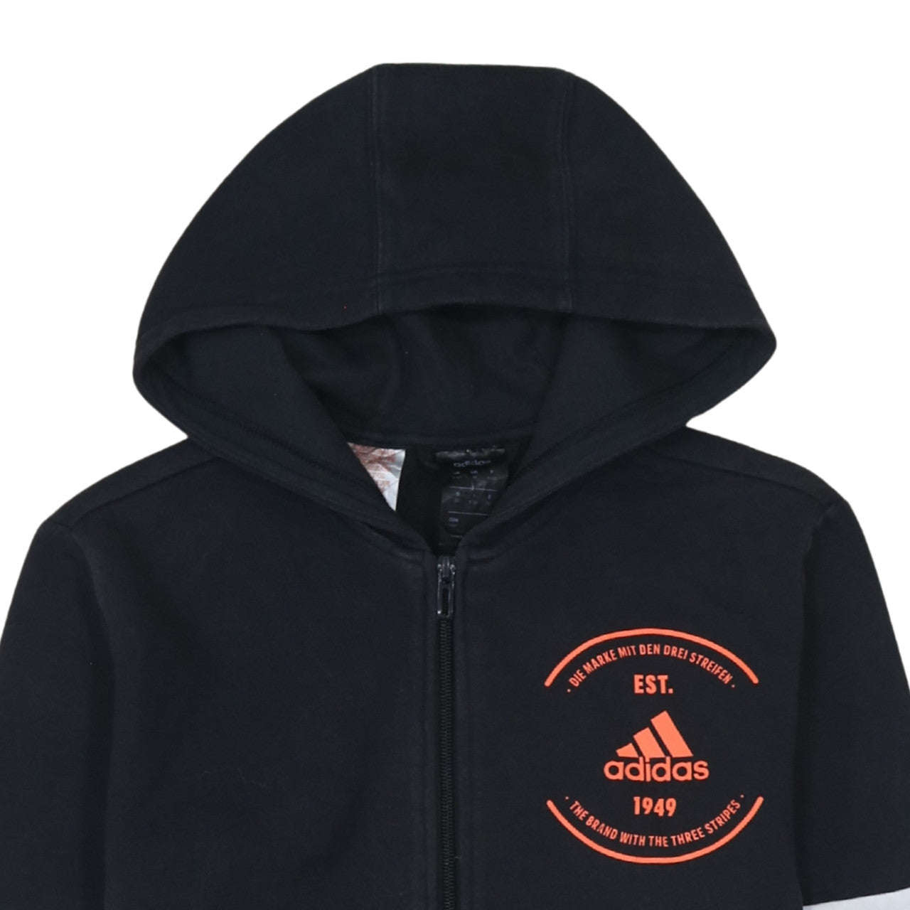 Adidas Boys Black Full Zip Hoodie 11-12 Years Cotton Blend Sportswear